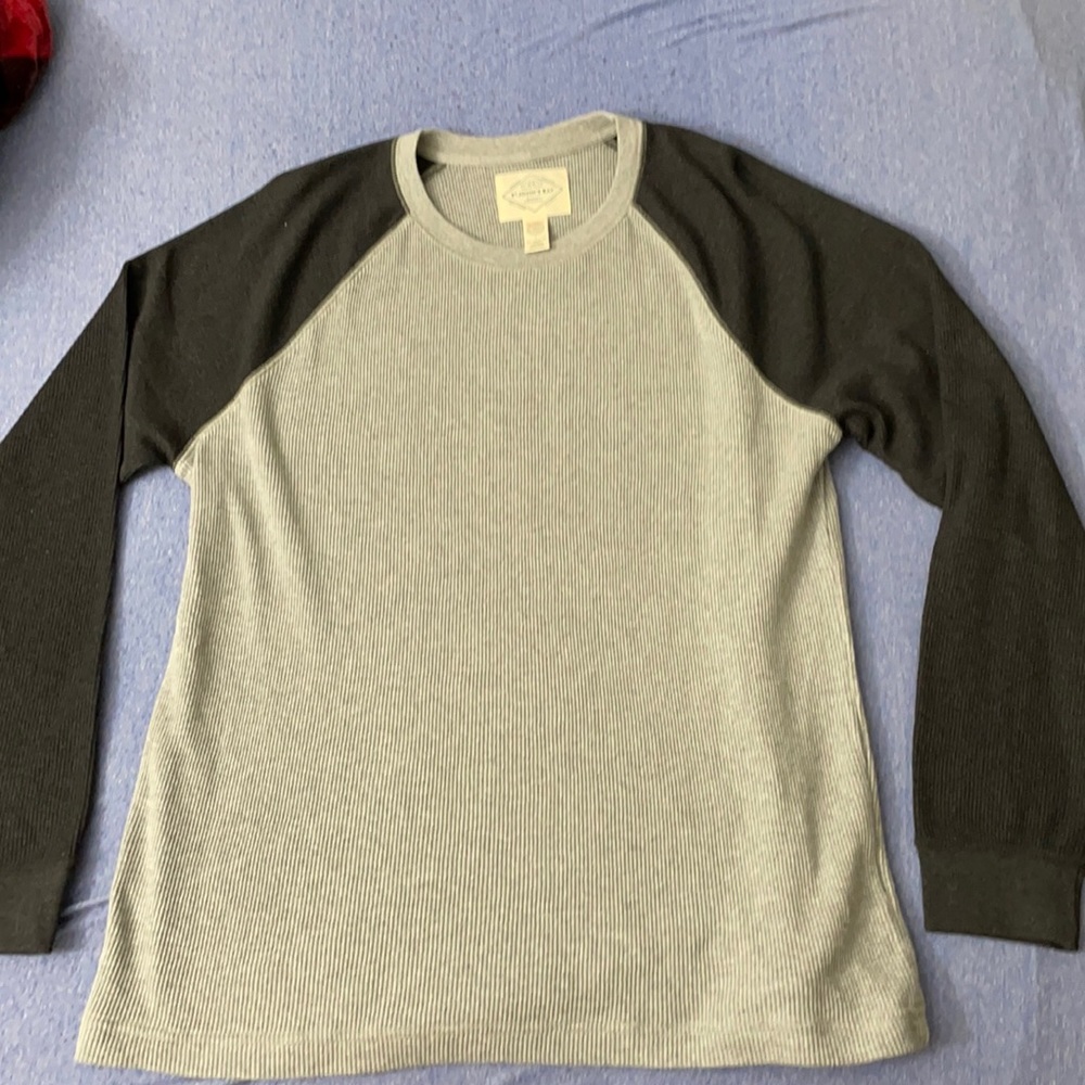 St John’s Bay Gray long sleeve with black sleeves